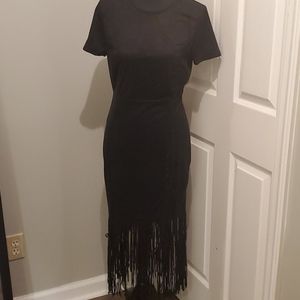 Faux suede fringe dress